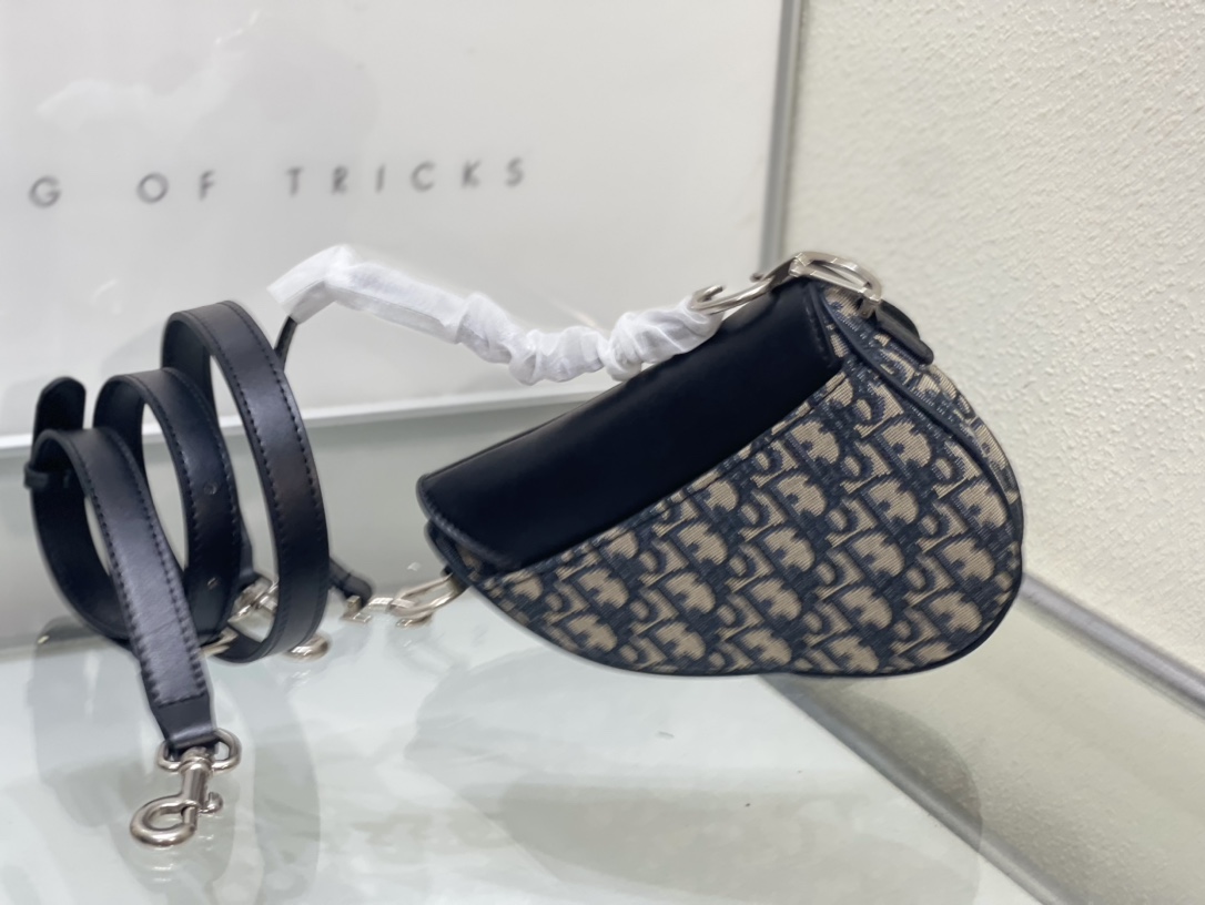 DIOR Mini Saddle Bag with Strap Blue smallsize | 5528