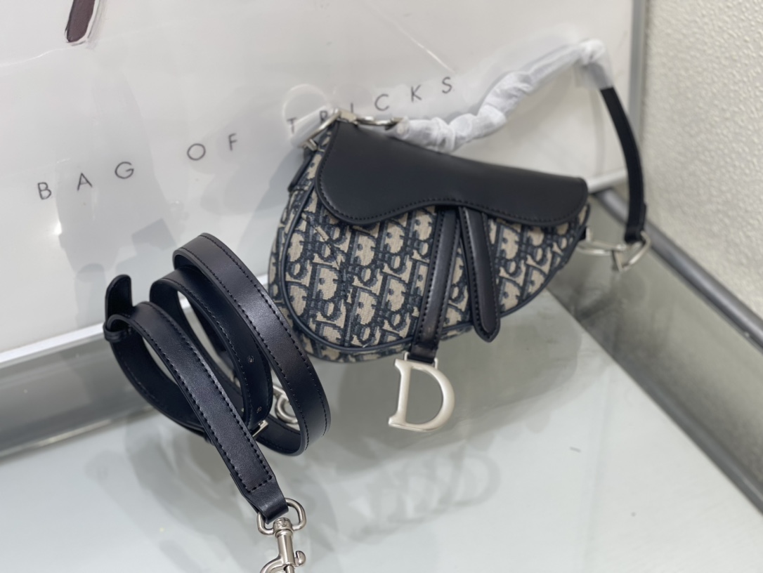 DIOR Mini Saddle Bag with Strap Blue smallsize | 5528