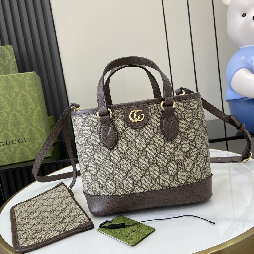 GUCCI Ophidia MINI TOTE BAG  BROWN PVC | 811716